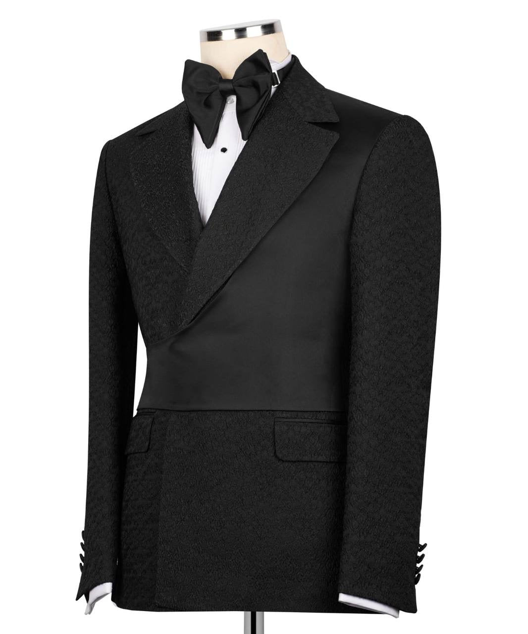 Custom Designed Tuxedo with Crossover Satin Panel