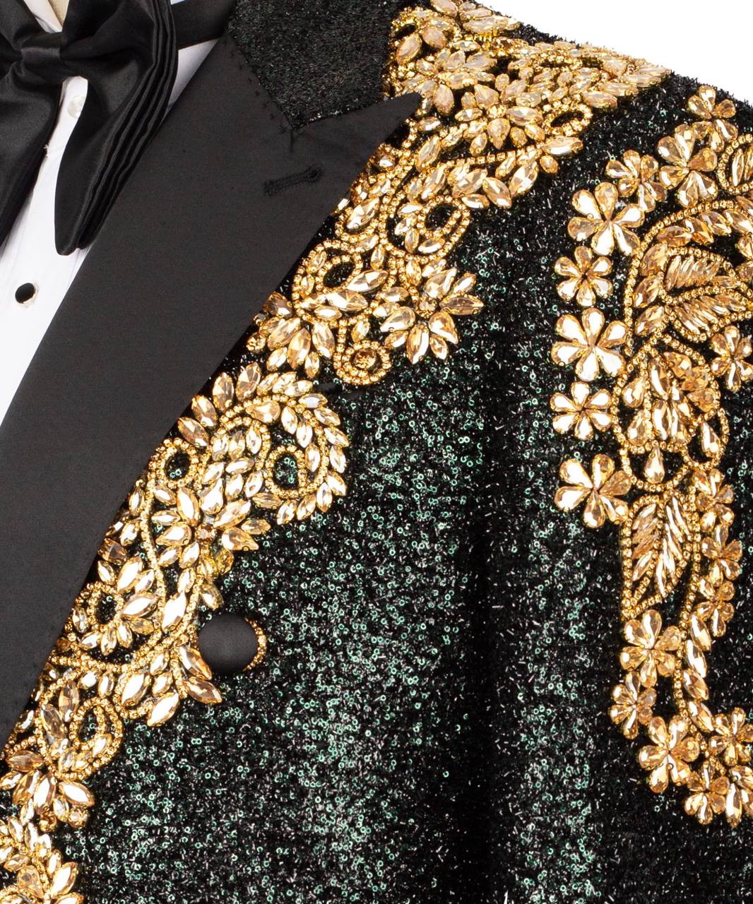 Shiny Tuxedo With Stone Embellished