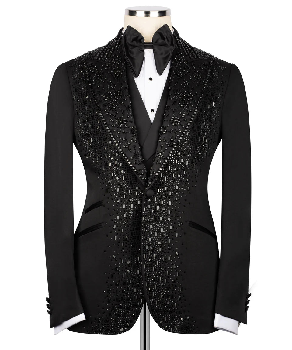 Crystal Embellished Black Tuxedo