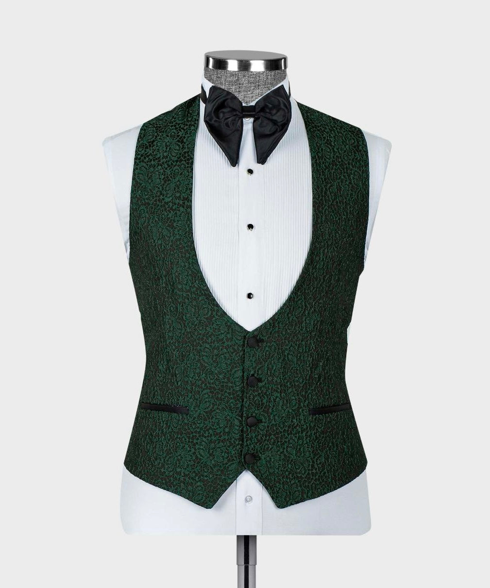 Patterned Dark Green Tuxedo Set