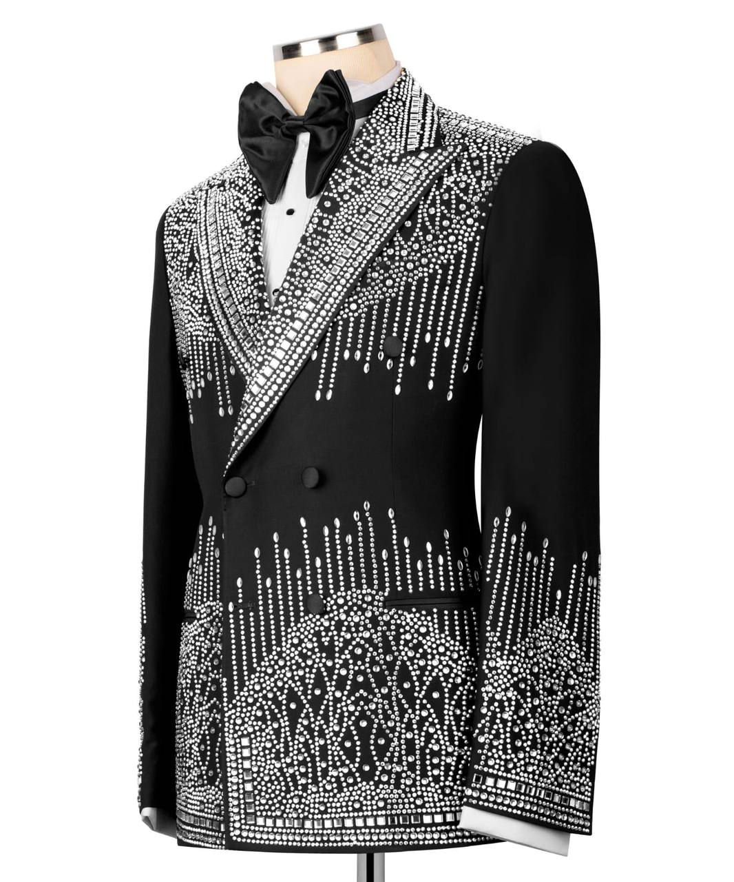 Double Breasted Crystal Embellished Tuxedo