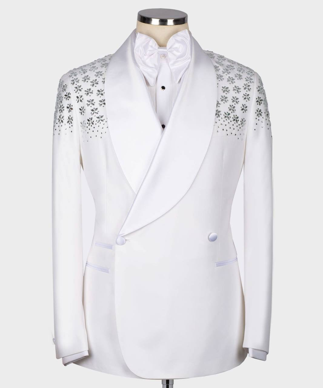 Exclusive White Tuxedo With Satin Lapel