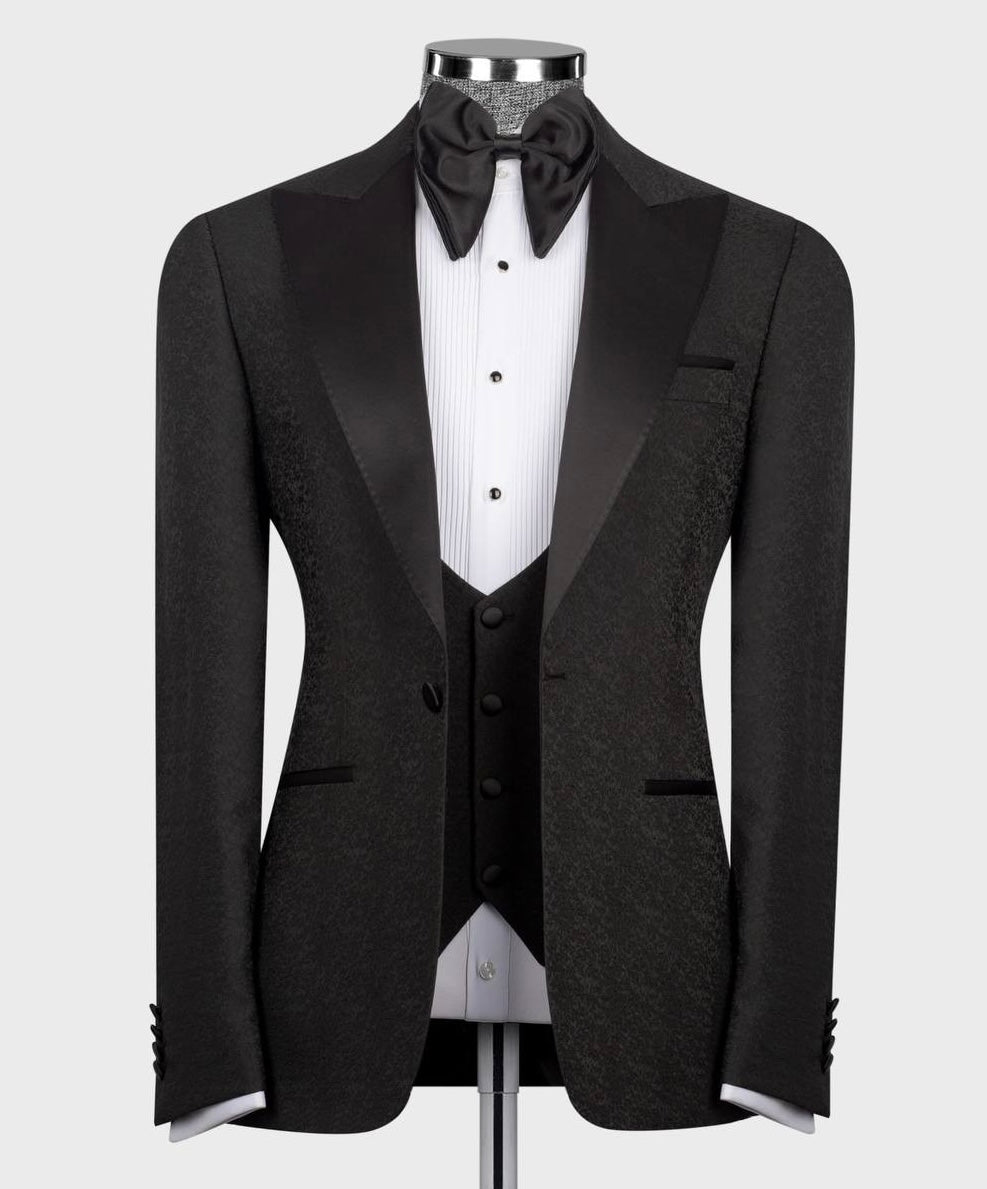 Patterned Black Tuxedo Set