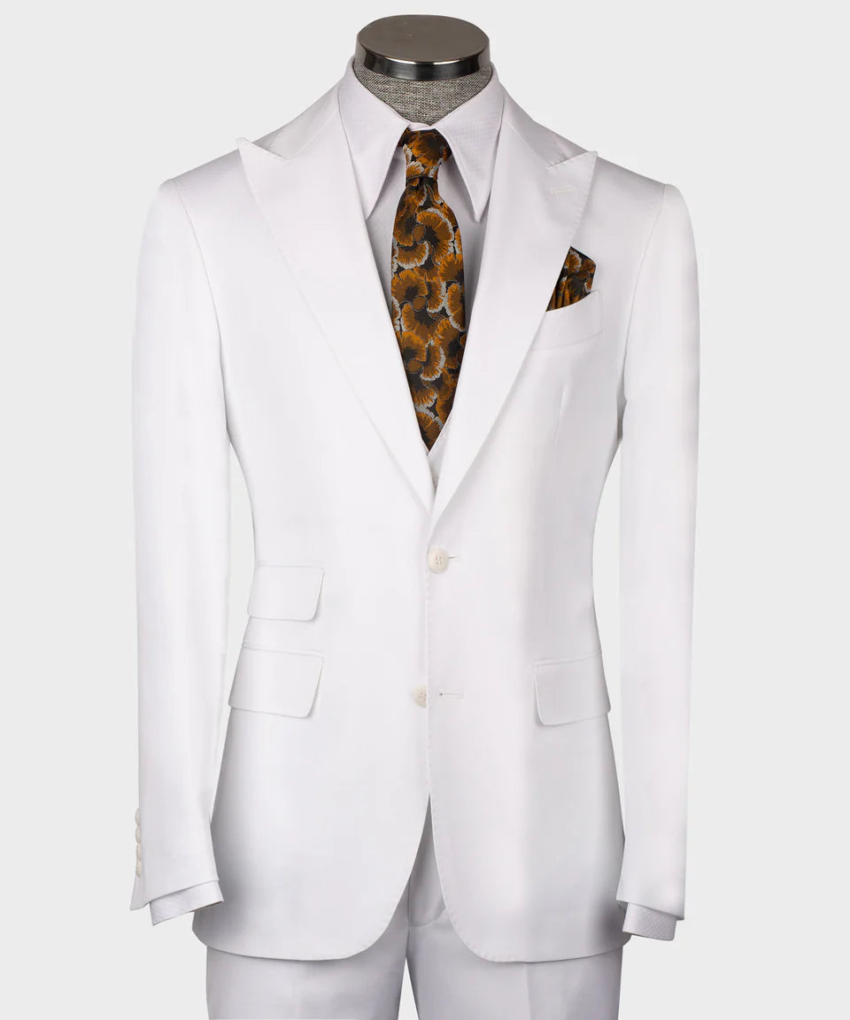 Classic Three Piece White Suit