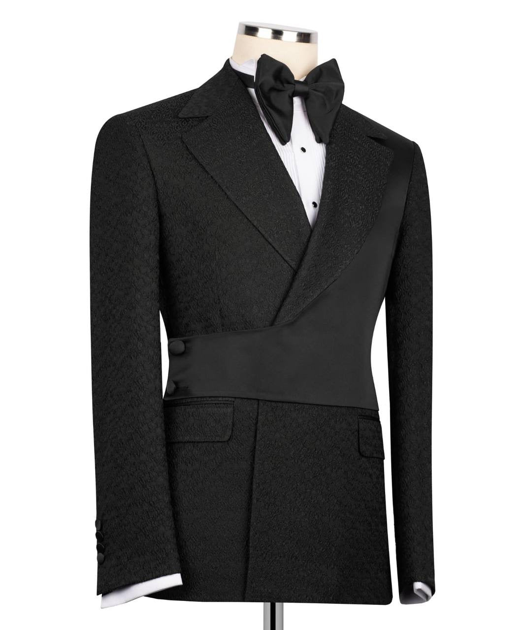 Custom Designed Tuxedo with Crossover Satin Panel