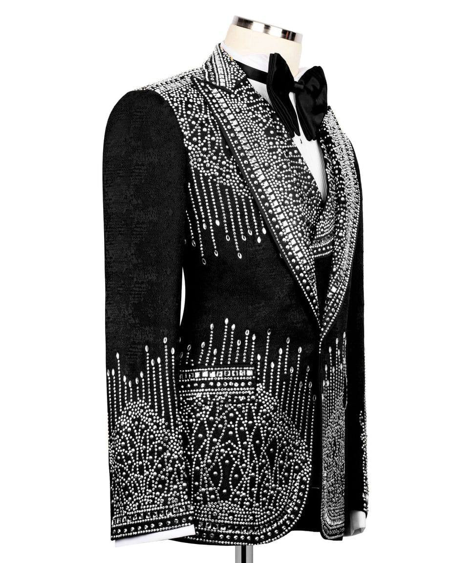 Exclusive Stone Embroidered Tuxedo Set
