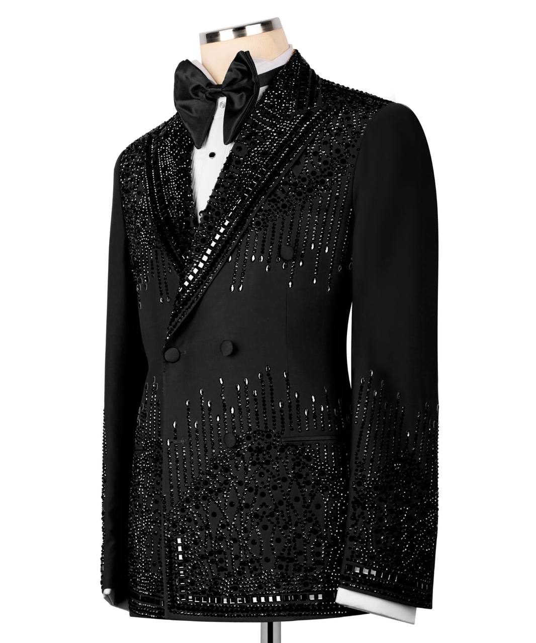 Double Breasted Crystal Embellished Tuxedo