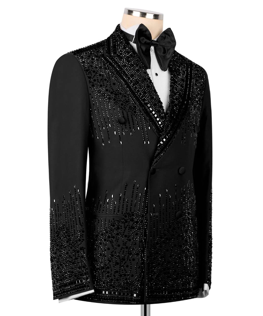Double Breasted Crystal Embellished Tuxedo