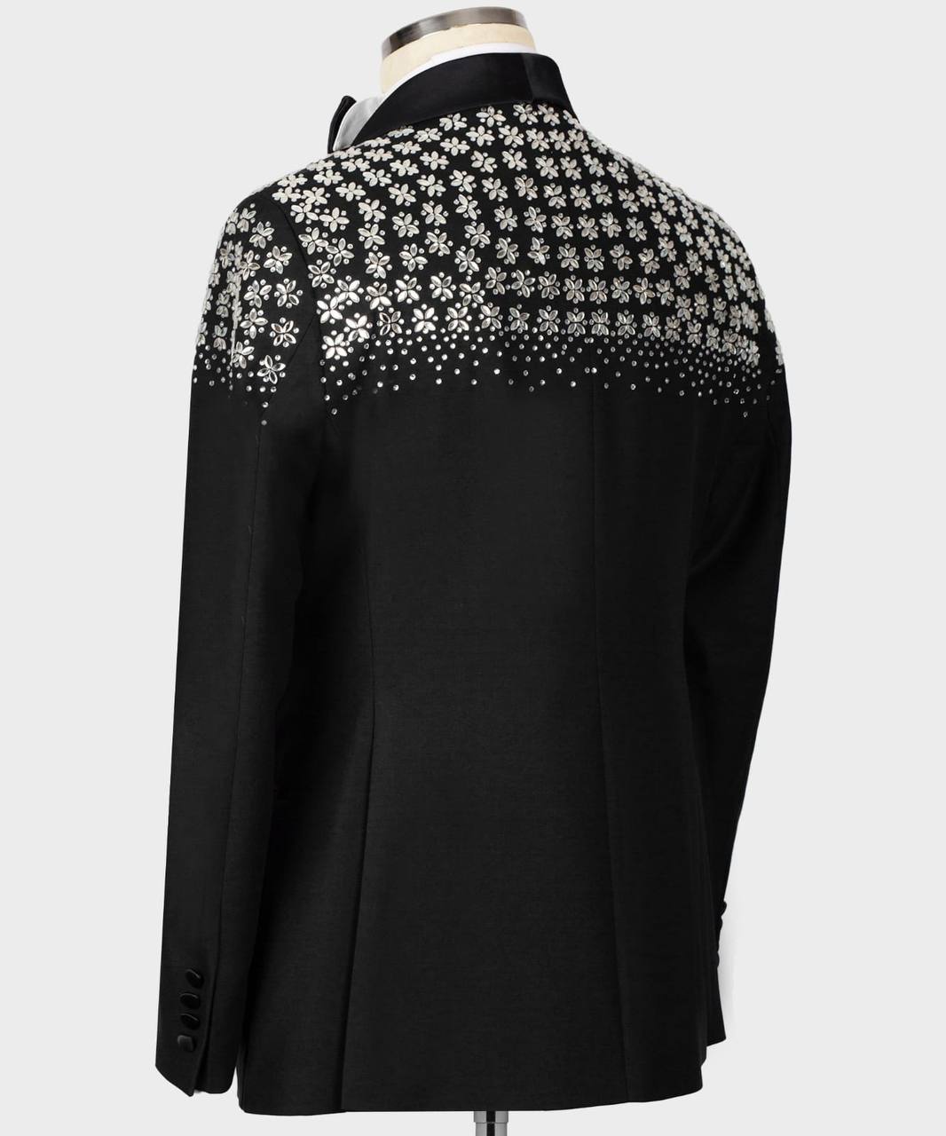 Black Tuxedo With Stone Embellished