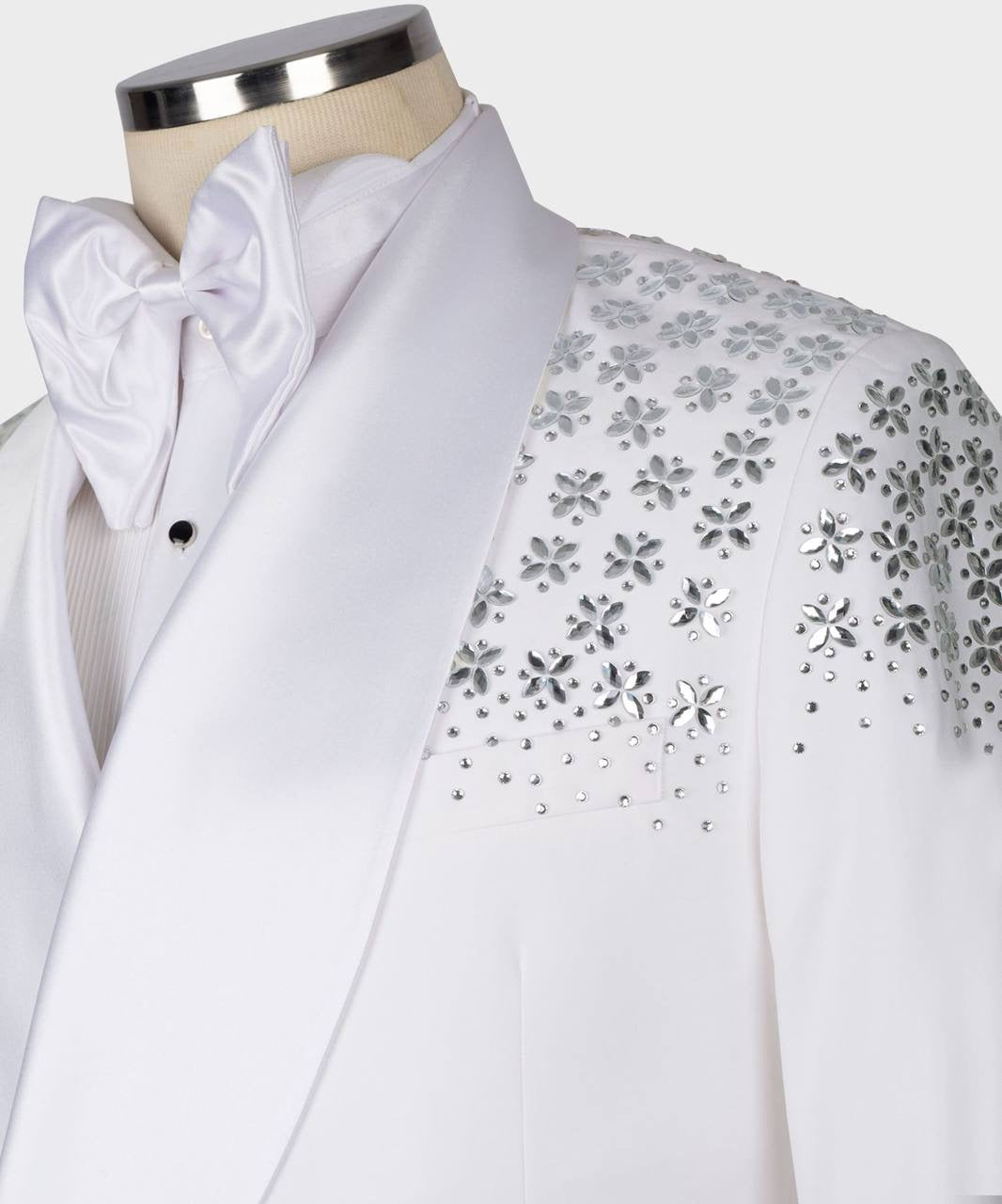 Exclusive White Tuxedo With Satin Lapel
