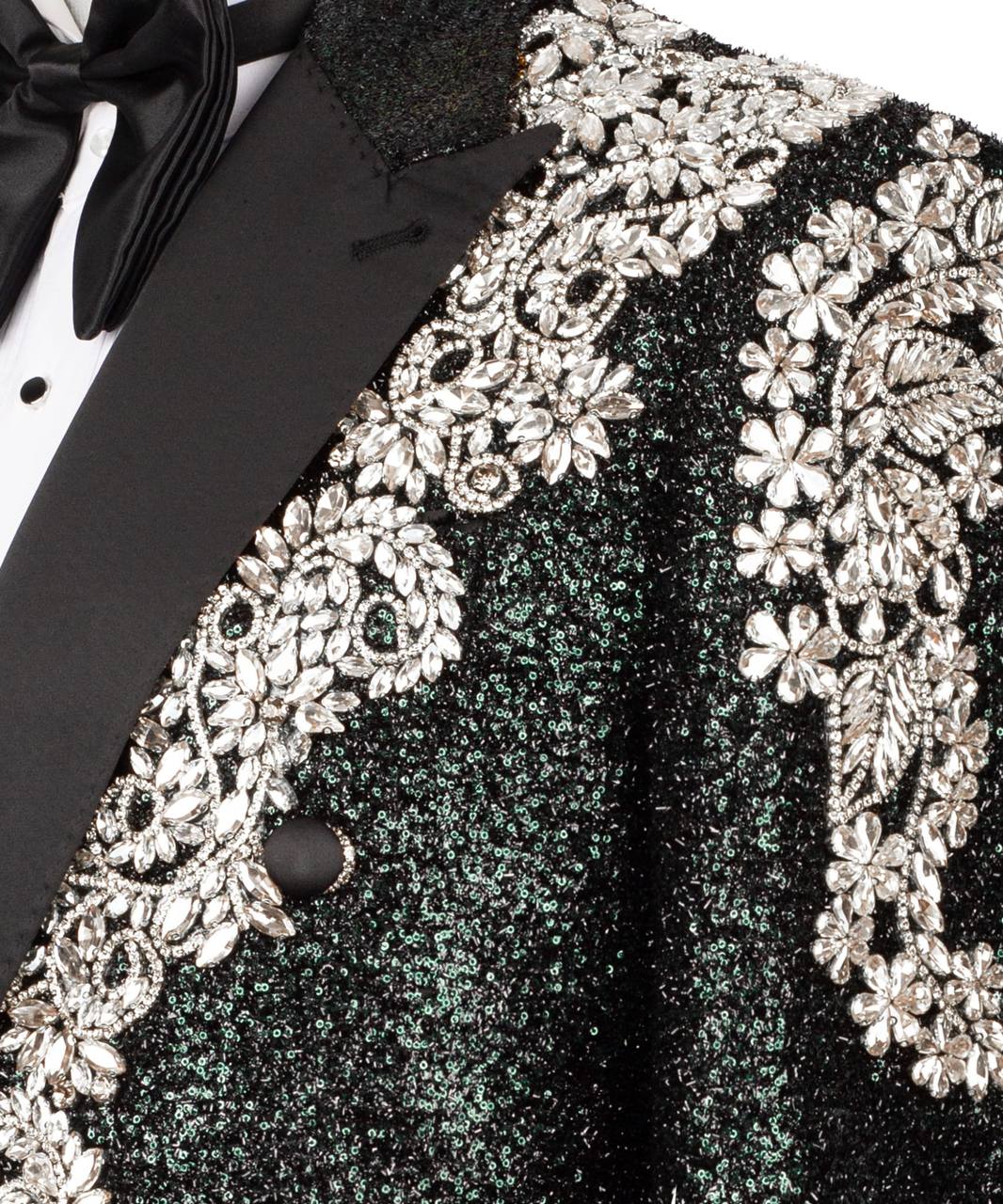 Shiny Tuxedo With Stone Embellished