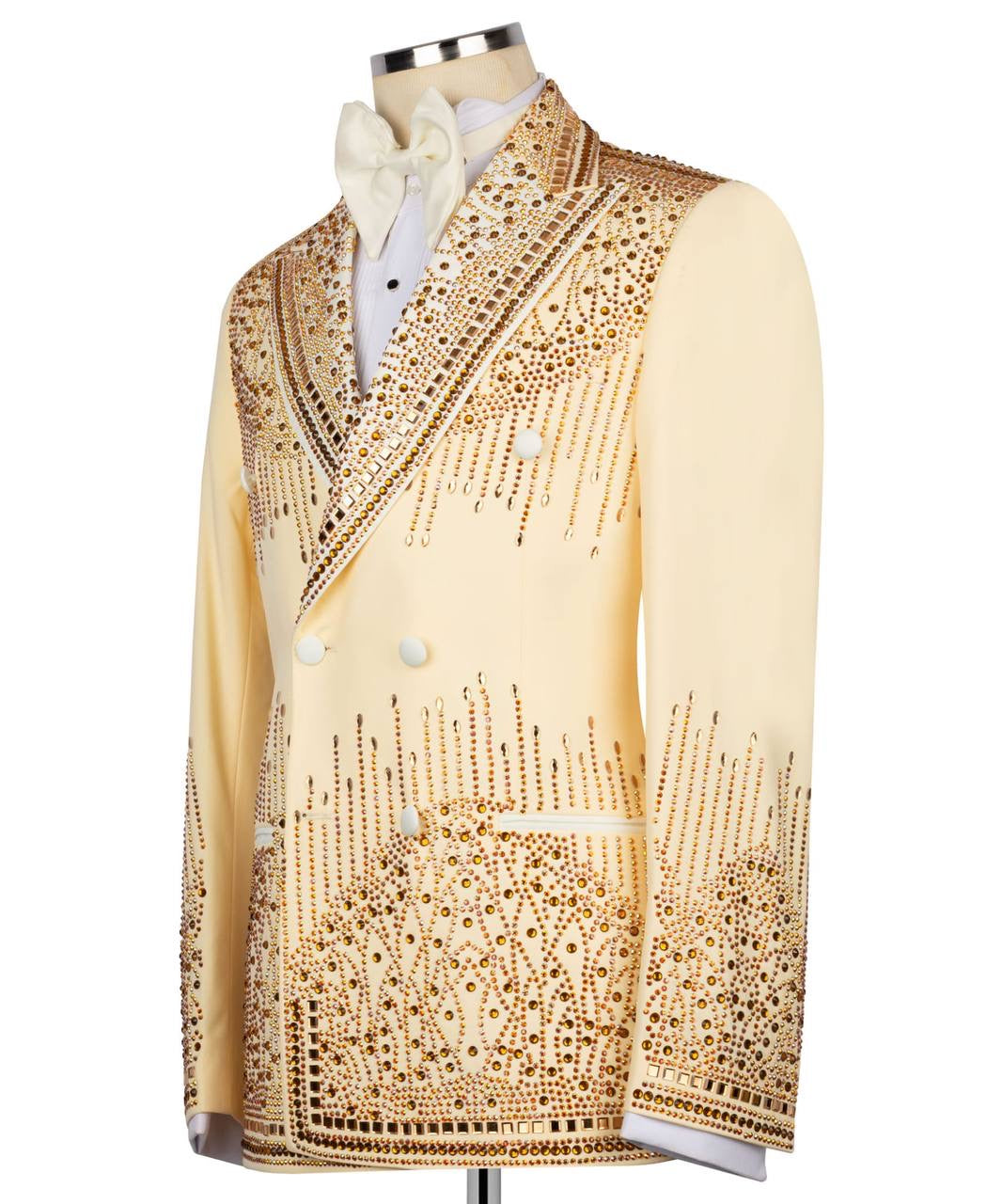 Exclusive Gold Stone Embellished Tuxedo