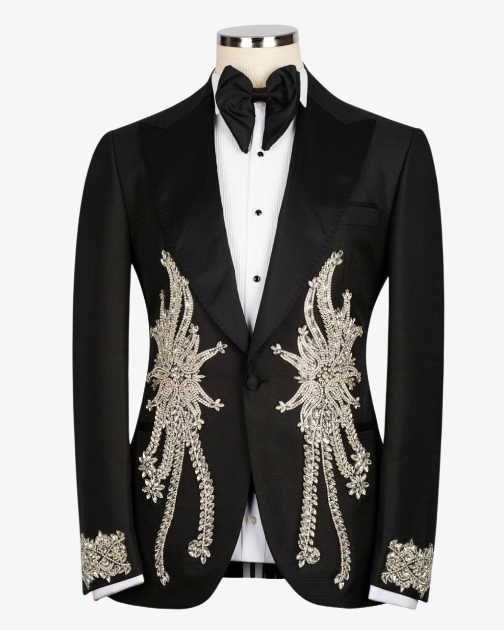 Black Tuxedo With Stones Embroidered