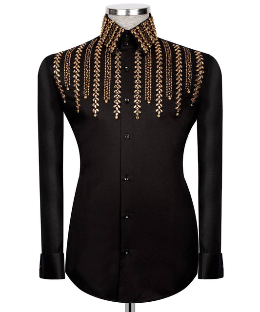 Crystal Embellished Black Shirt