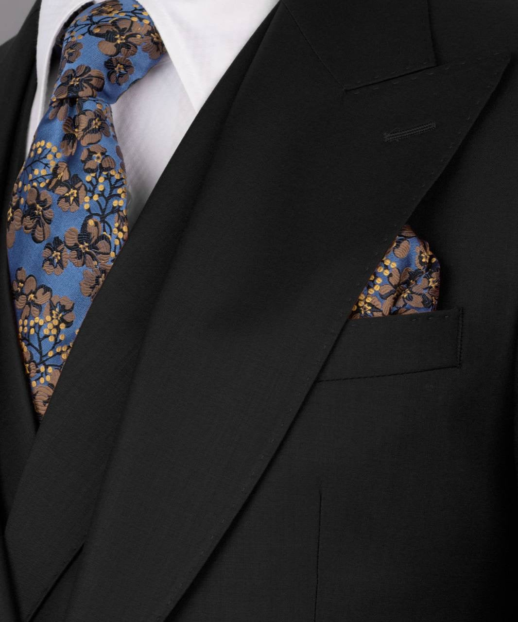 Three Piece Black Wool Suit