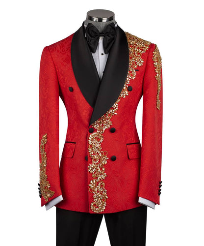 Red Embellished Tuxedo