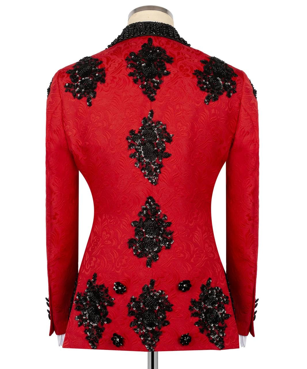 Ornately Patterned Embellished RedTuxedo