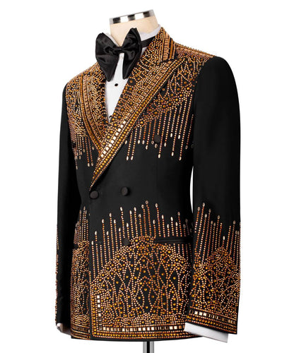 Double Breasted Crystal Embellished Tuxedo
