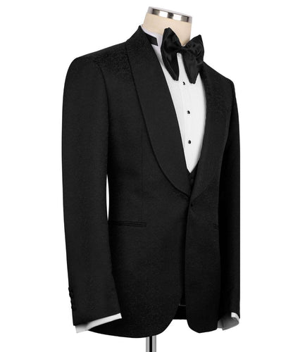 Textured Black Tuxedo Set