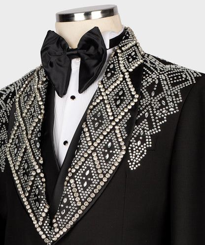 Custom Design Tuxedo With Stone Embroidery