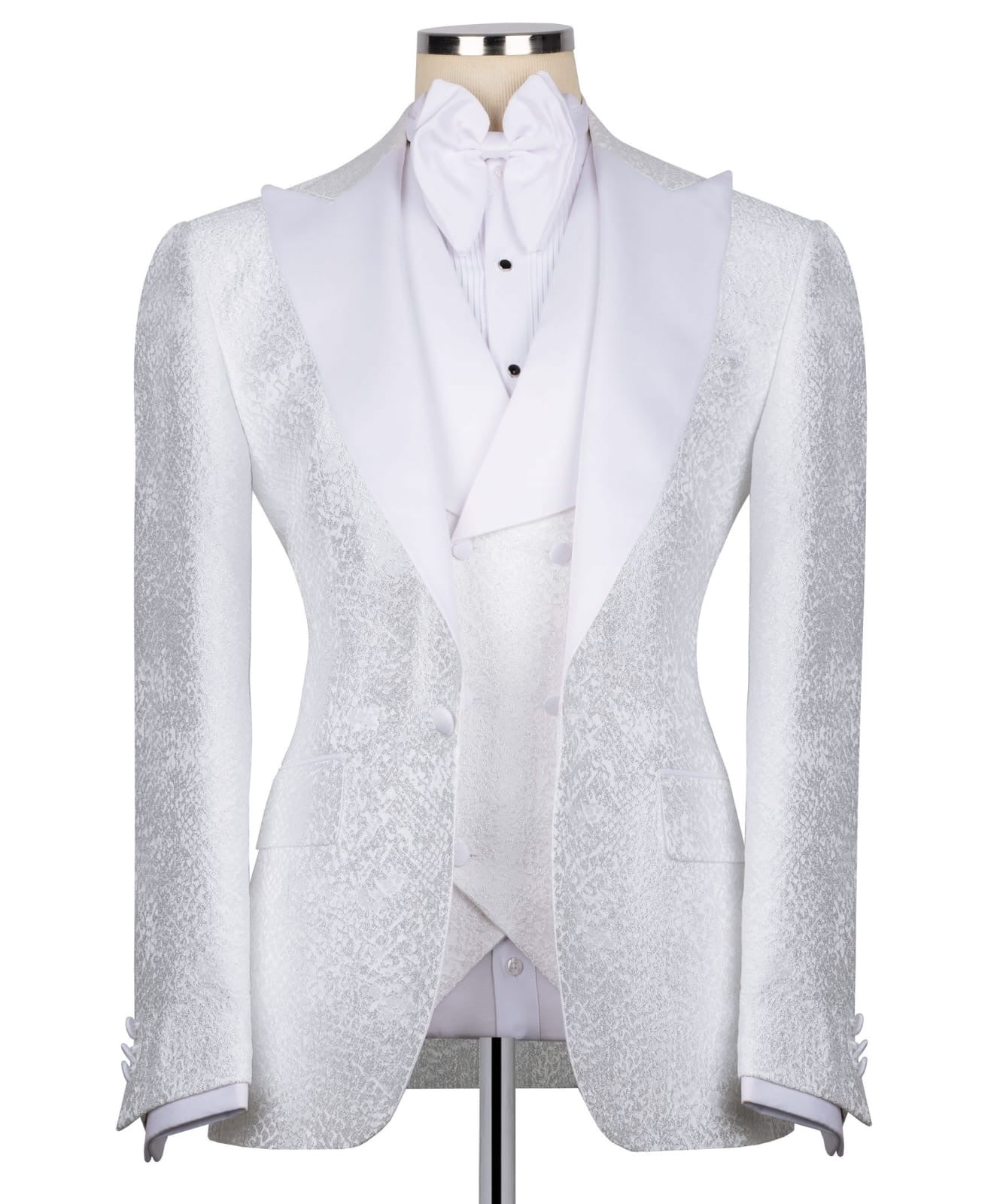 Patterned White Tuxedo Set