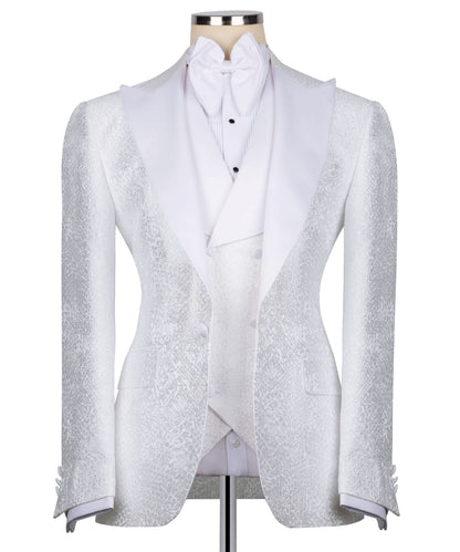 Patterned White Tuxedo Set