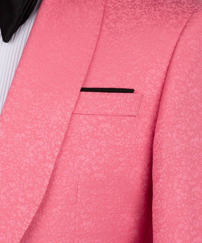 Textured Pink Tuxedo Set