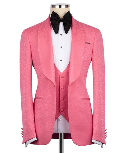 Textured Pink Tuxedo Set