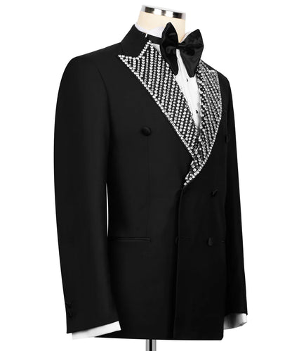Stone Embellished Lapel Tuxedo