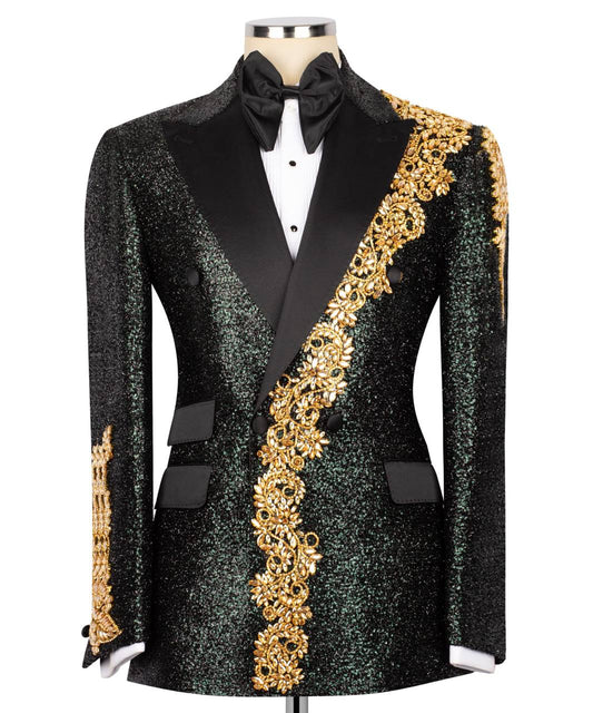 Shiny Tuxedo With Stone Embellished