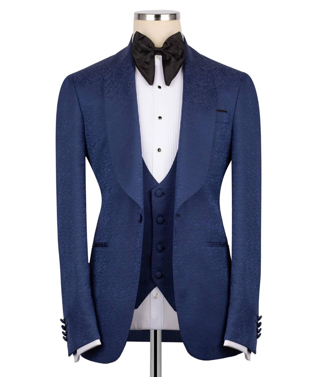 Textured Navy Tuxedo Set