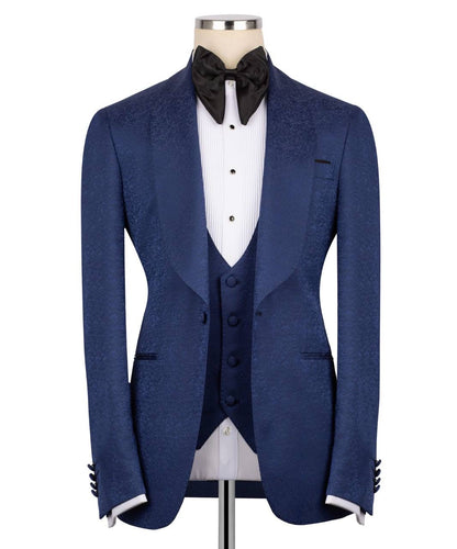 Textured Navy Tuxedo Set
