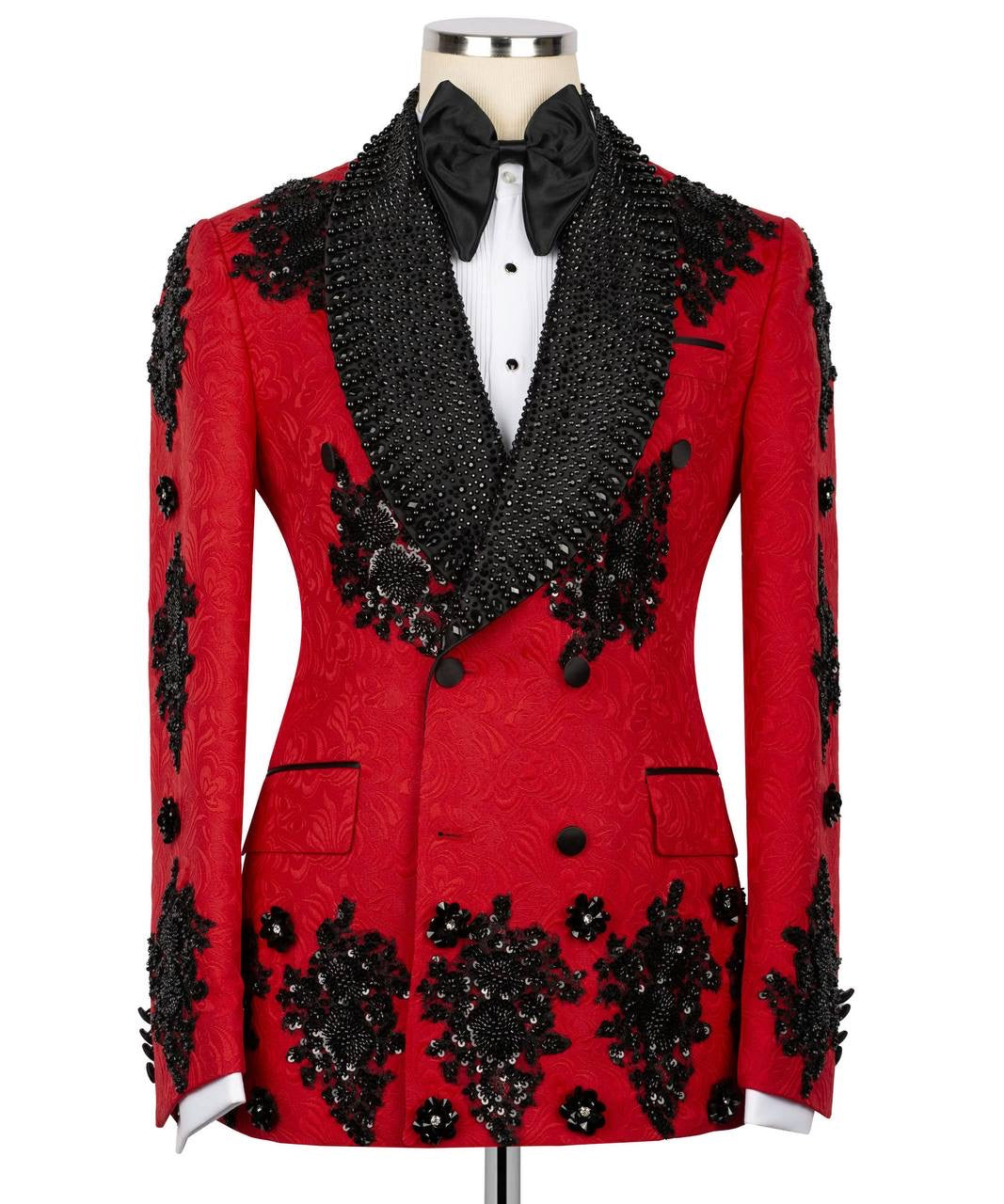 Ornately Patterned Embellished RedTuxedo