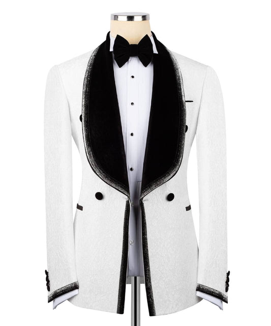 White Tuxedo with Custom Lapel Design