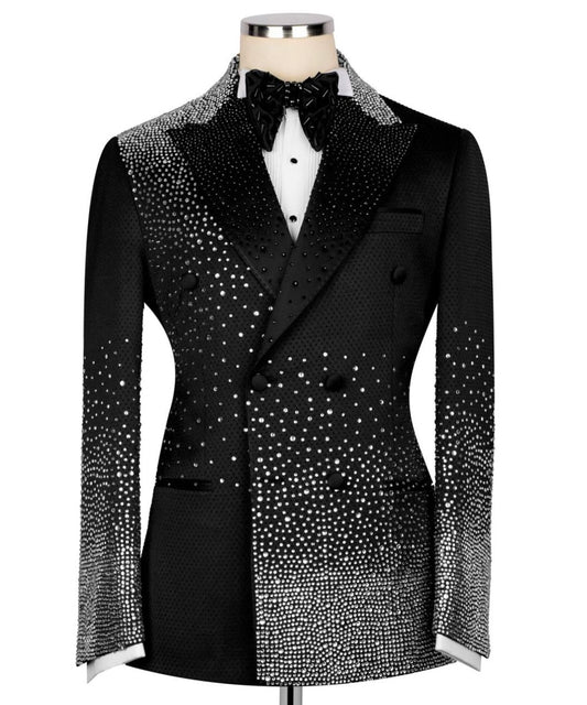 Stone Embellished Black Tuxedo