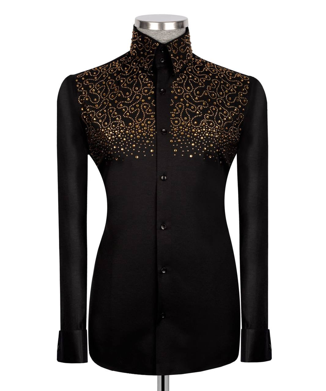 Crystal Embellished Black Shirt