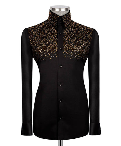 Crystal Embellished Black Shirt