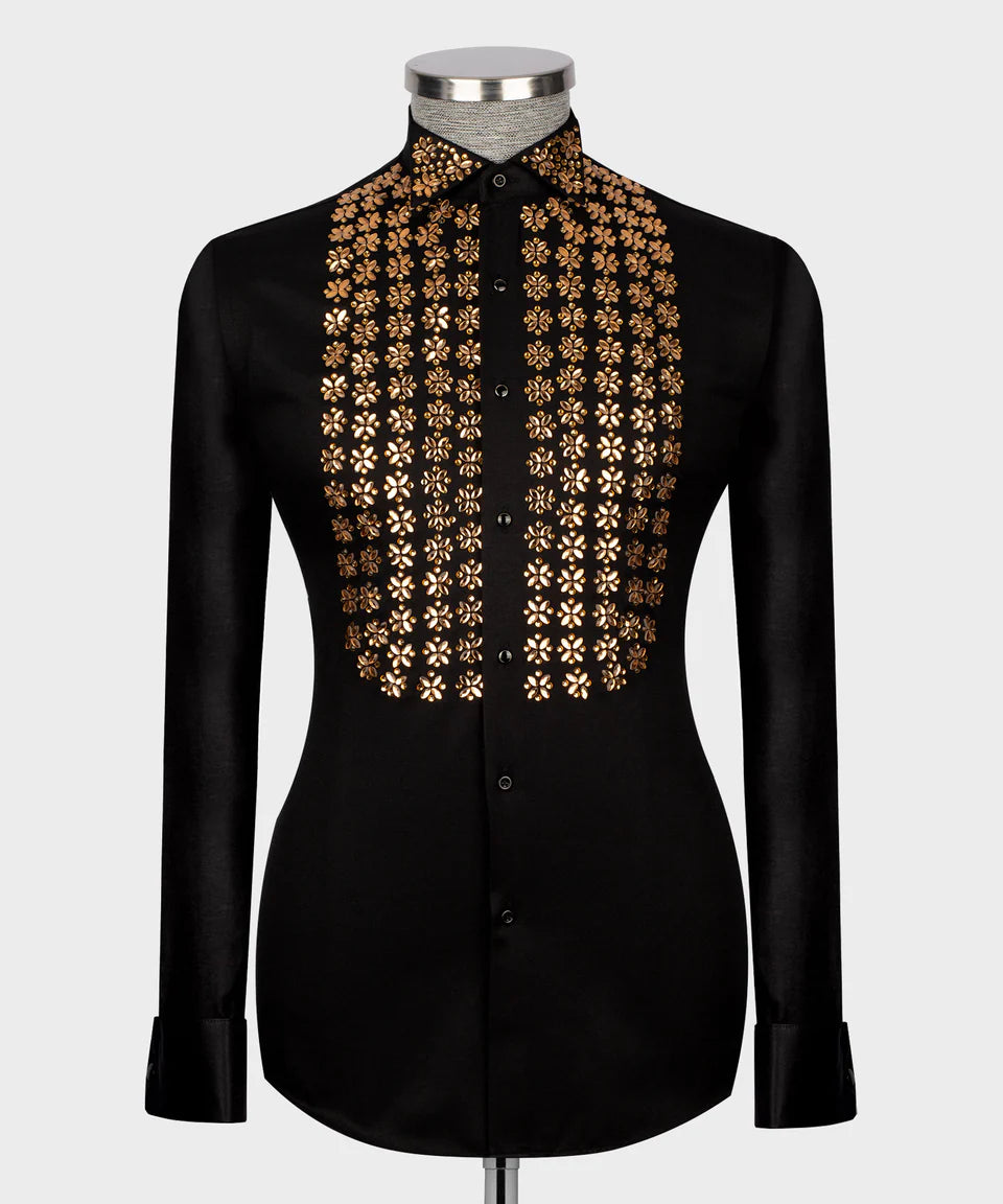 Crystal Embellished Black Shirt