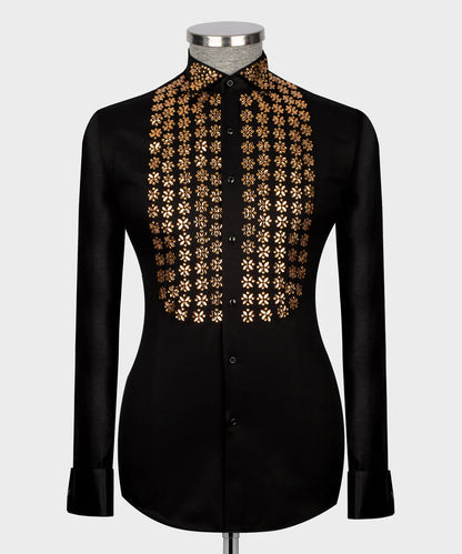 Crystal Embellished Black Shirt
