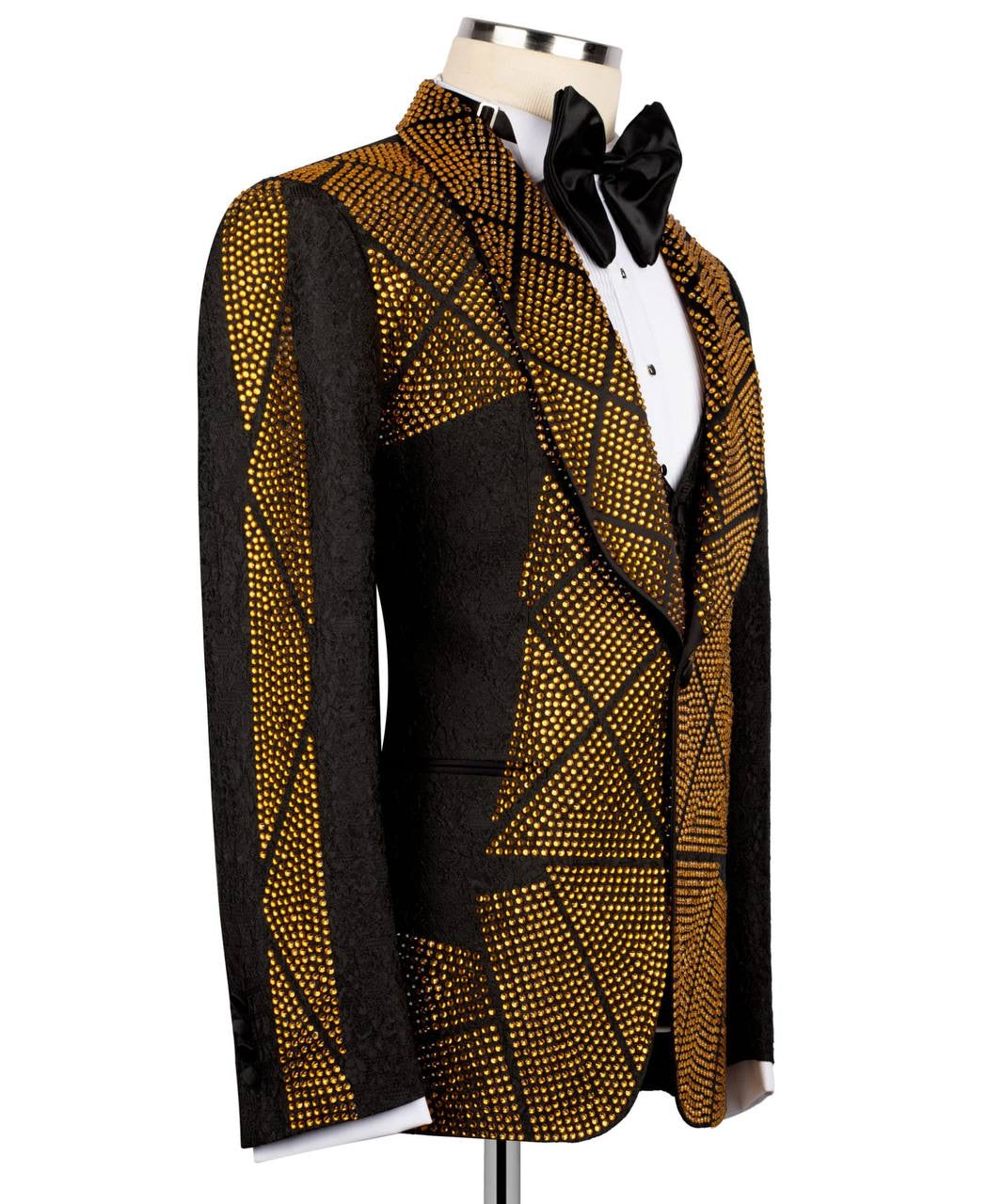 Geometric Pattern Crystal Embellished Tuxedo