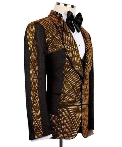 Geometric Pattern Crystal Embellished Tuxedo