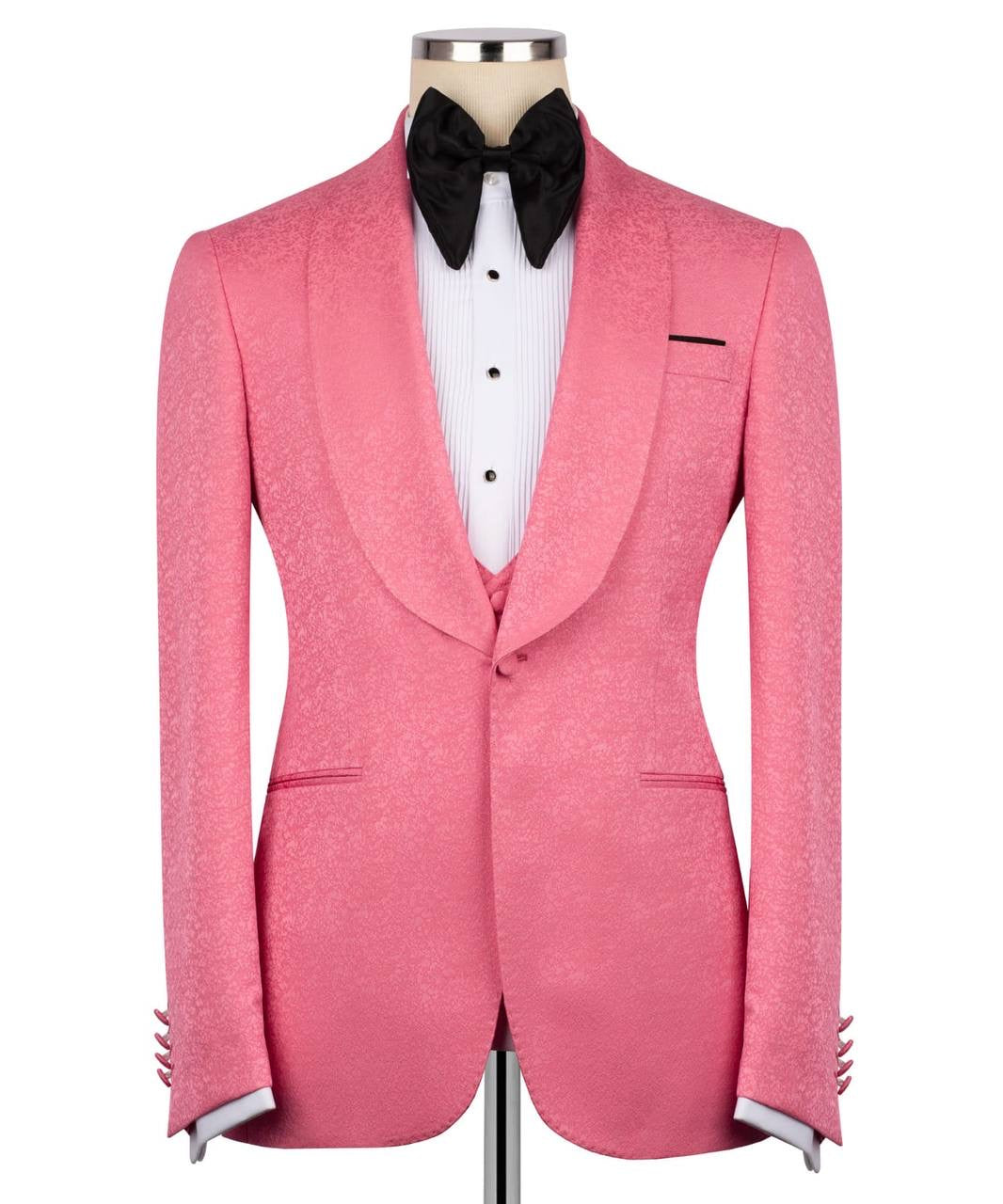 Textured Pink Tuxedo Set