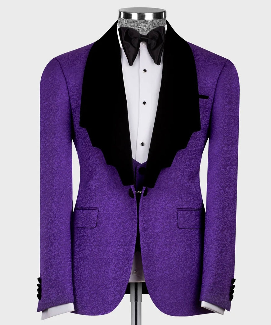 Velvet Lapel Purple Tuxedo
