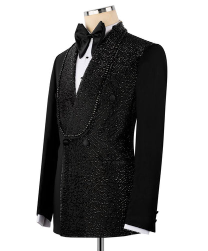 Exclusive Stone Embellished Black Tuxedo