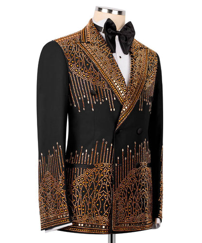 Double Breasted Crystal Embellished Tuxedo