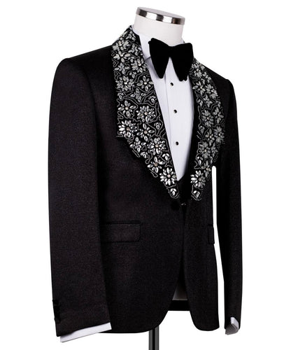 Staircase Lapel Stone Embellished Tuxedo