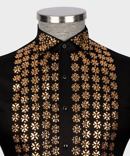Crystal Embellished Black Shirt