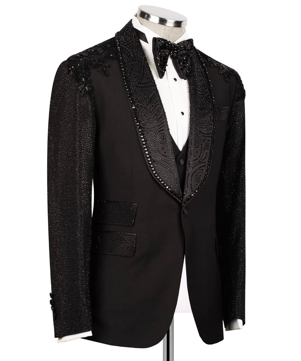 Black Tuxedo With Stone Embellished