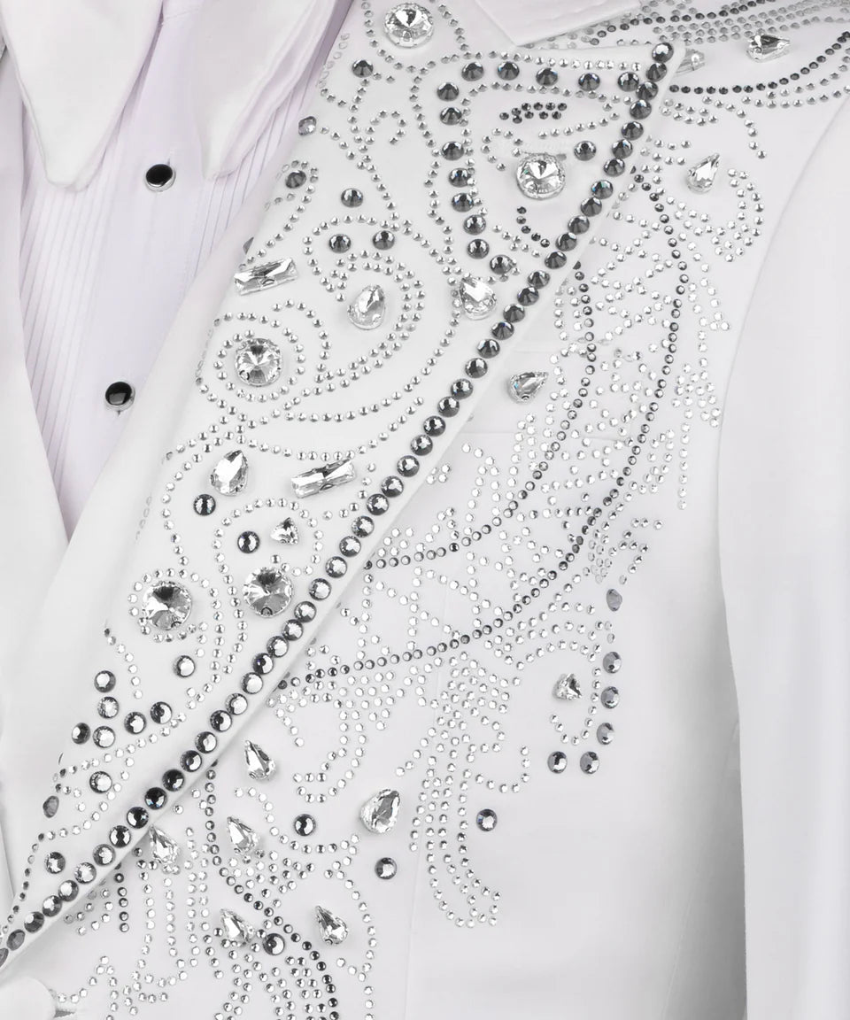 White Crystal Rhinestone Tuxedo