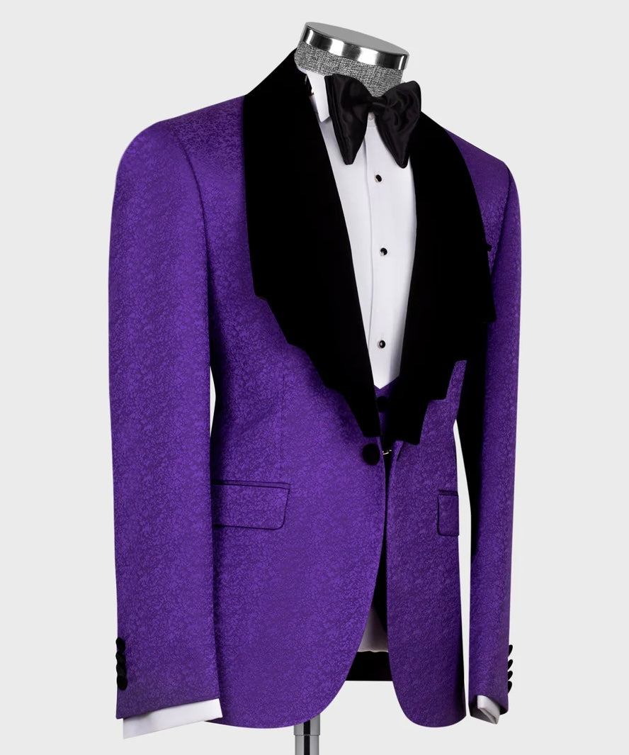 Velvet Lapel Purple Tuxedo
